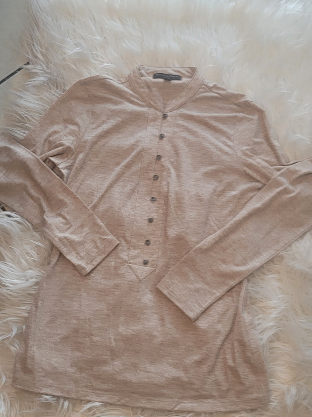 Banana Republic Beige Long Sleeve Henley Top